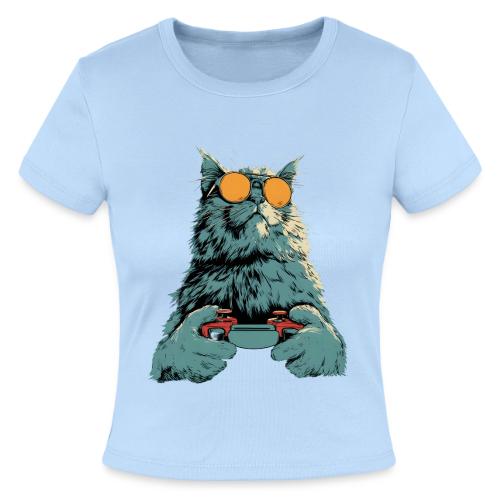 Cat: Fluff Mode On - Slim Fit Rib Women's T-Shirt