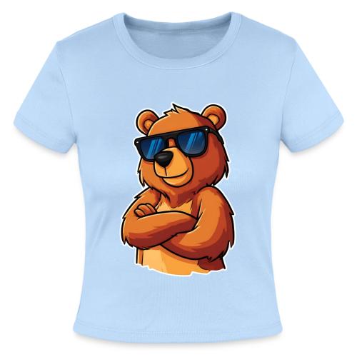 Cool Bear Sunglasses Cartoon Design - Slim Fit Rib Women's T-Shirt