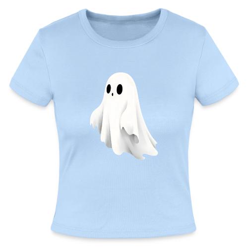 Cute Ghost Cartoon Design - Slim Fit Rib Women's T-Shirt