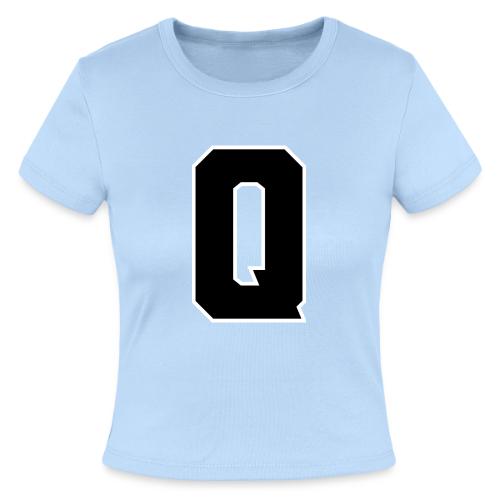 Varsity Letter Q Collegiate Font Graphic - Slim Fit Rib Women's T-Shirt