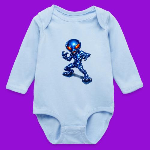 Angry Blue Alien - Long Sleeve Baby Bodysuit