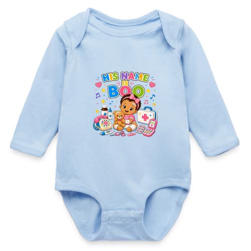 His Name Is Boo - Girl-B - Long Sleeve Baby Bodysuit