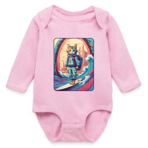 City Surf Messenger Cat - Long Sleeve Baby Bodysuit