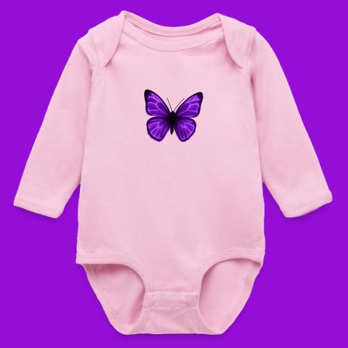 Neon Purple Butterfly - Long Sleeve Baby Bodysuit