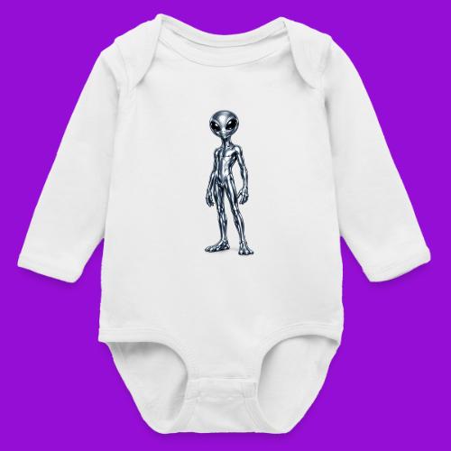 Silver Alien - Long Sleeve Baby Bodysuit