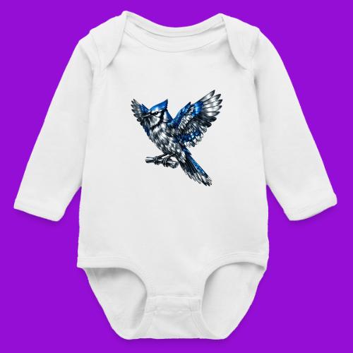 Silver Blue Jay Open Wing Perch - Long Sleeve Baby Bodysuit