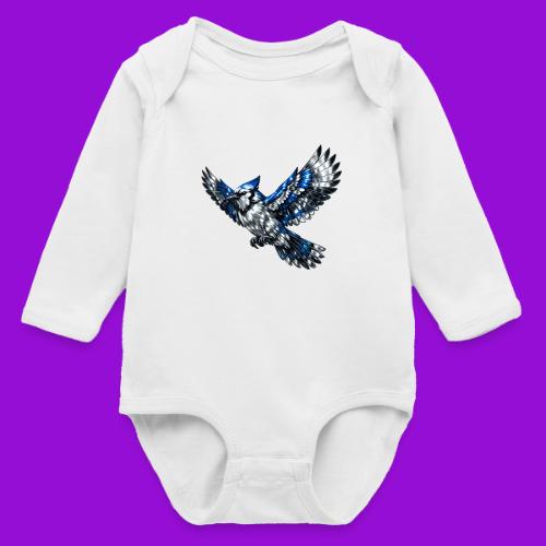 Silver Blue Jay in Flight - Long Sleeve Baby Bodysuit