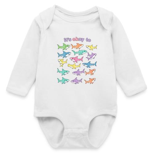 It’s Okay To – Cute Pastel Shark - Long Sleeve Baby Bodysuit