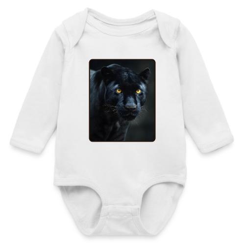 Black Panther Glowing Eyes Design - Long Sleeve Baby Bodysuit