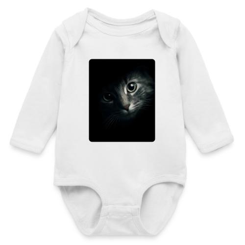 Cat Face in Shadow Close-Up Design - Long Sleeve Baby Bodysuit