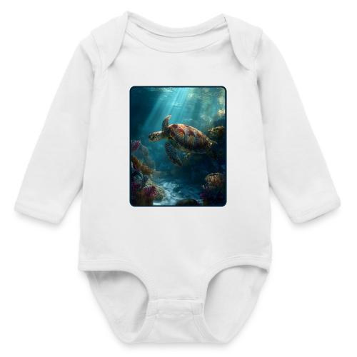 Sea Turtle Coral Reef Design - Long Sleeve Baby Bodysuit