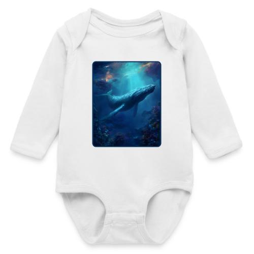 Humpback Whale Ocean Reef Design - Long Sleeve Baby Bodysuit