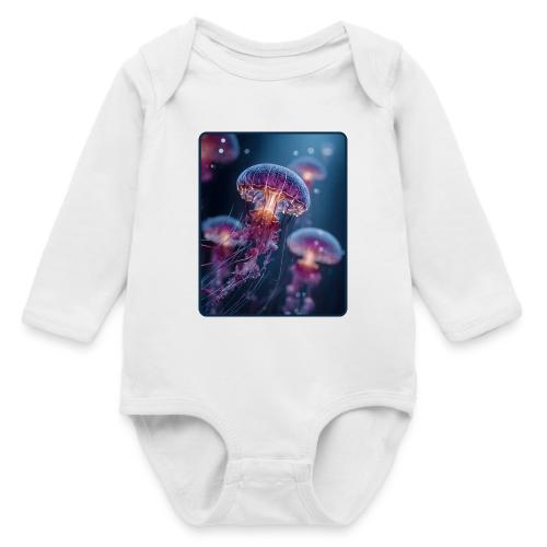 Glowing Jellyfish Deep Sea Design - Long Sleeve Baby Bodysuit