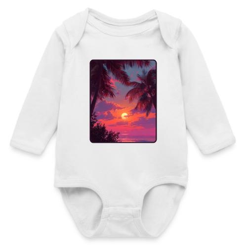 Tropical Sunset Palm Silhouette Design - Long Sleeve Baby Bodysuit