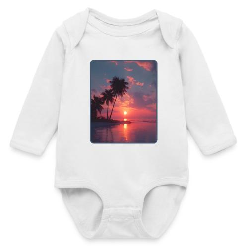 Tropical Sunset Ocean Reflection Design - Long Sleeve Baby Bodysuit