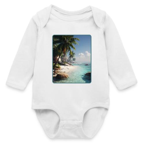 Tropical Beach Paradise Palm Design - Long Sleeve Baby Bodysuit
