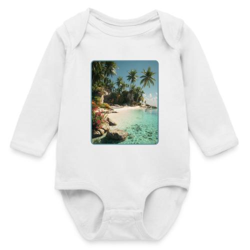 Serene Tropical Beach Floral Design - Long Sleeve Baby Bodysuit