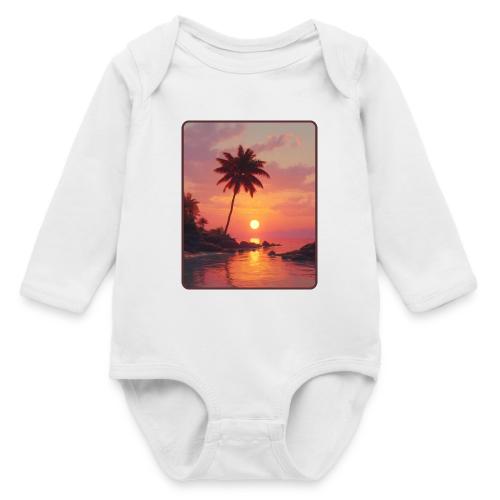 Tropical Beach Sunset Palm Design - Long Sleeve Baby Bodysuit
