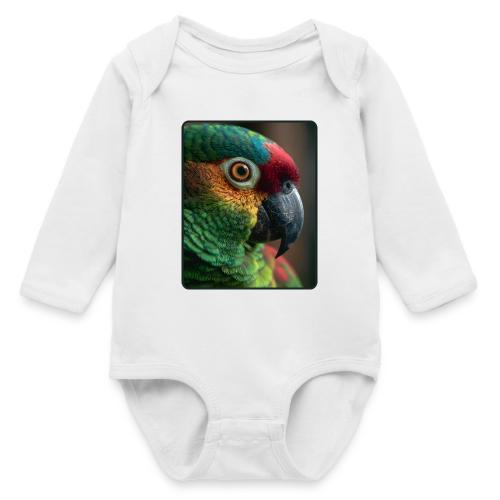 Colorful Parrot Close-Up Design - Long Sleeve Baby Bodysuit