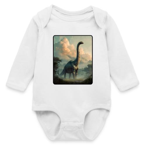 Brachiosaurus Prehistoric Scene Design - Long Sleeve Baby Bodysuit