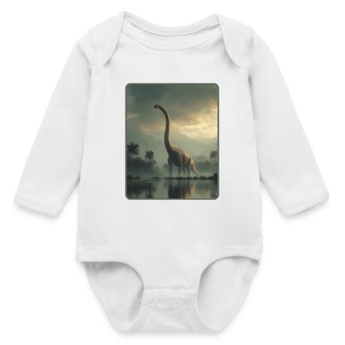 Brachiosaurus Misty Lake Design - Long Sleeve Baby Bodysuit