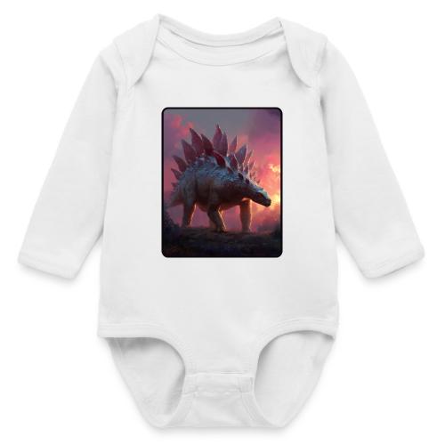 Stegosaurus Sunset Forest Design - Long Sleeve Baby Bodysuit