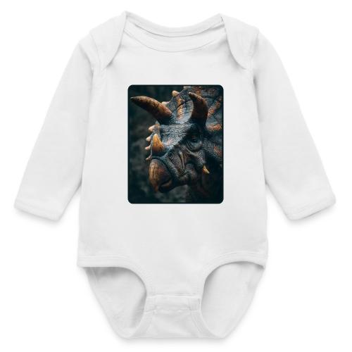 Triceratops Detailed Portrait Design - Long Sleeve Baby Bodysuit