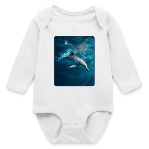 Dolphin Sunlit Ocean Serenity Design - Long Sleeve Baby Bodysuit
