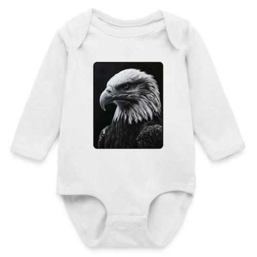 Black White Bald Eagle Design - Long Sleeve Baby Bodysuit