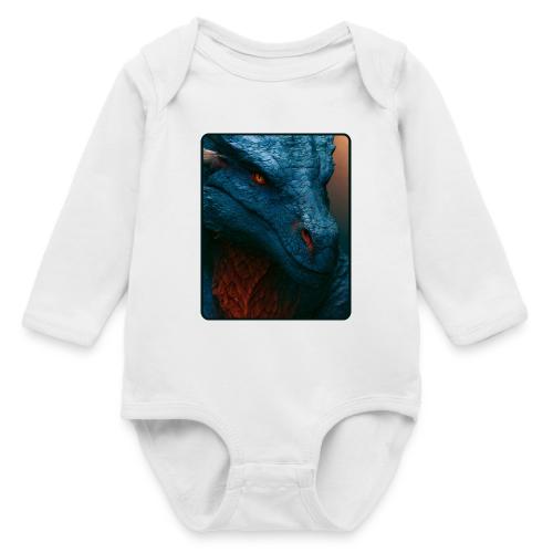 Turquoise Dragon Fire Eye Design - Long Sleeve Baby Bodysuit