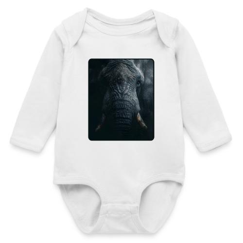 Shadow Elephant Intense Eyes Design - Long Sleeve Baby Bodysuit