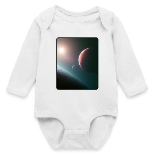 Deep Space Planet Horizon Art - Long Sleeve Baby Bodysuit