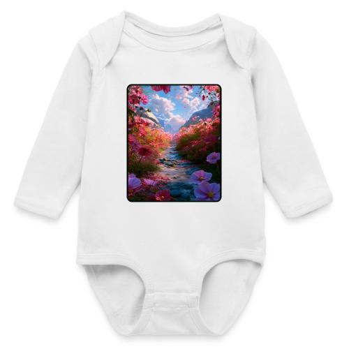 Dreamy Cosmos Valley Landscape Art - Long Sleeve Baby Bodysuit