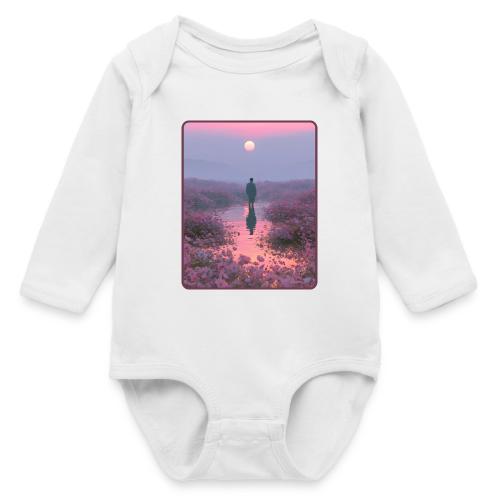Ethereal Sunset Flower Field Art - Long Sleeve Baby Bodysuit