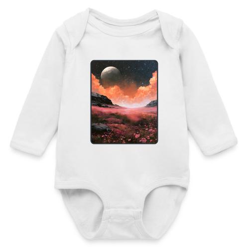 Moonlit Fantasy Flower Landscape - Long Sleeve Baby Bodysuit