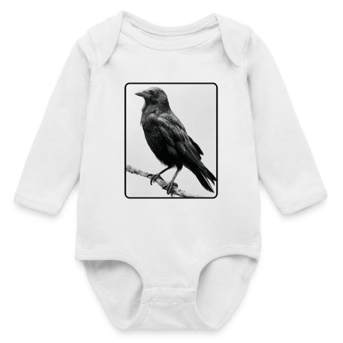 Raven Black and White Art Design - Long Sleeve Baby Bodysuit
