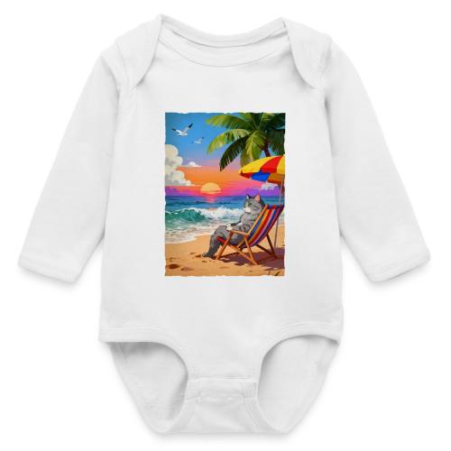 Rainbow Beach cat - Long Sleeve Baby Bodysuit