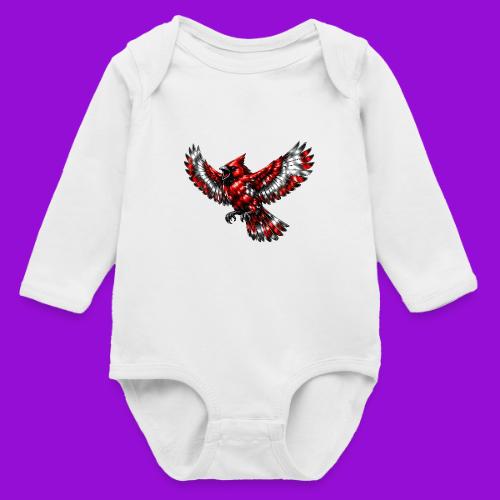 Silver Cardinal in Flight - Long Sleeve Baby Bodysuit