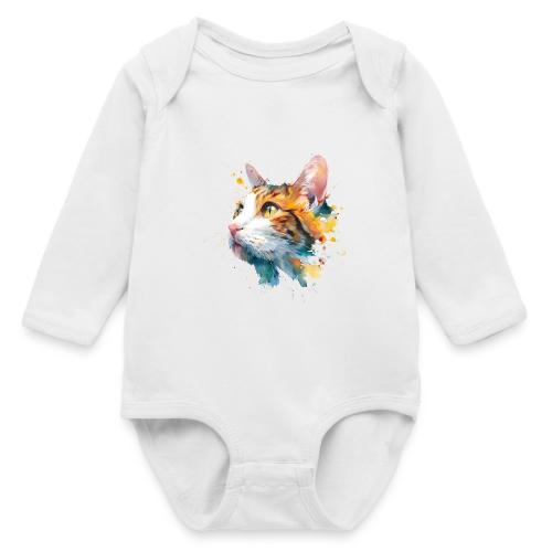 Cat: Feline Ink Burst - Long Sleeve Baby Bodysuit