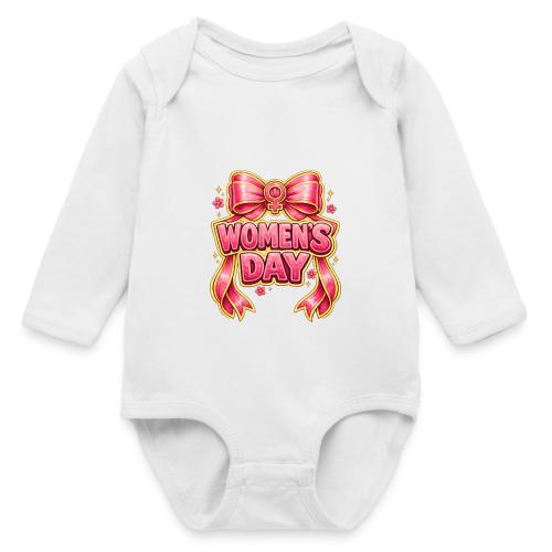 Cute Pink Bow Women’s Day Feminist Symbol - Long Sleeve Baby Bodysuit