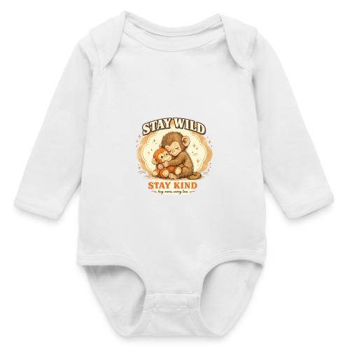 Stay Wild Stay Kind Punch Monkey Hug - Long Sleeve Baby Bodysuit