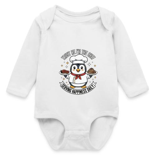cute Penguin Chef-Funny Cartoon Daily Happiness - Long Sleeve Baby Bodysuit