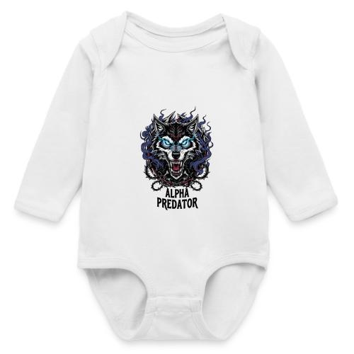 Alpha Predator Wolf Fierce Neon Eyes - Long Sleeve Baby Bodysuit