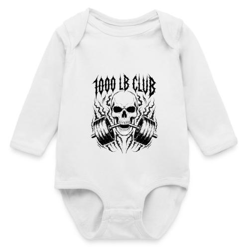 1000 LB Club Skull Barbell Powerlif - Long Sleeve Baby Bodysuit