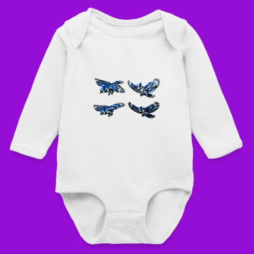 Silver Blue Jay Flight Stages - Long Sleeve Baby Bodysuit