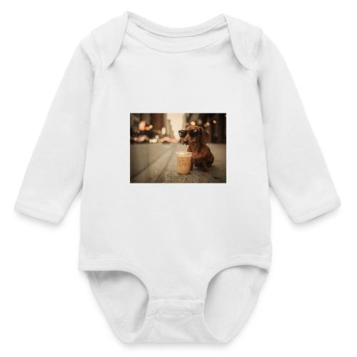 Funny Dachshund Iced Coffee Lover Tee - Long Sleeve Baby Bodysuit