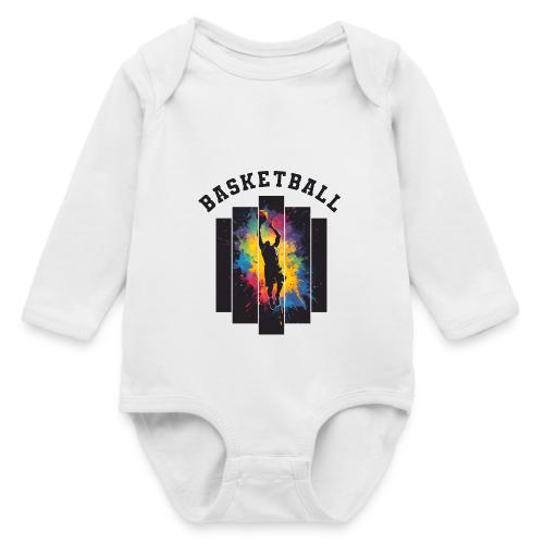 Basketball Slam Dunk Splash Design - Long Sleeve Baby Bodysuit