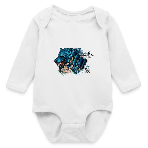 Blue Wolf Graffiti Street Art - Long Sleeve Baby Bodysuit
