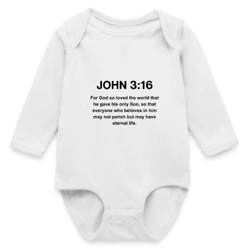 John 3:16 Christian Apparel – Bible Verse Clothing - Long Sleeve Baby Bodysuit