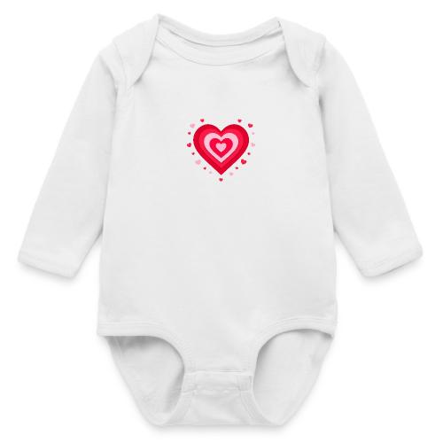 Layered Red & Pink Heart – Cute Valentine Love - Long Sleeve Baby Bodysuit